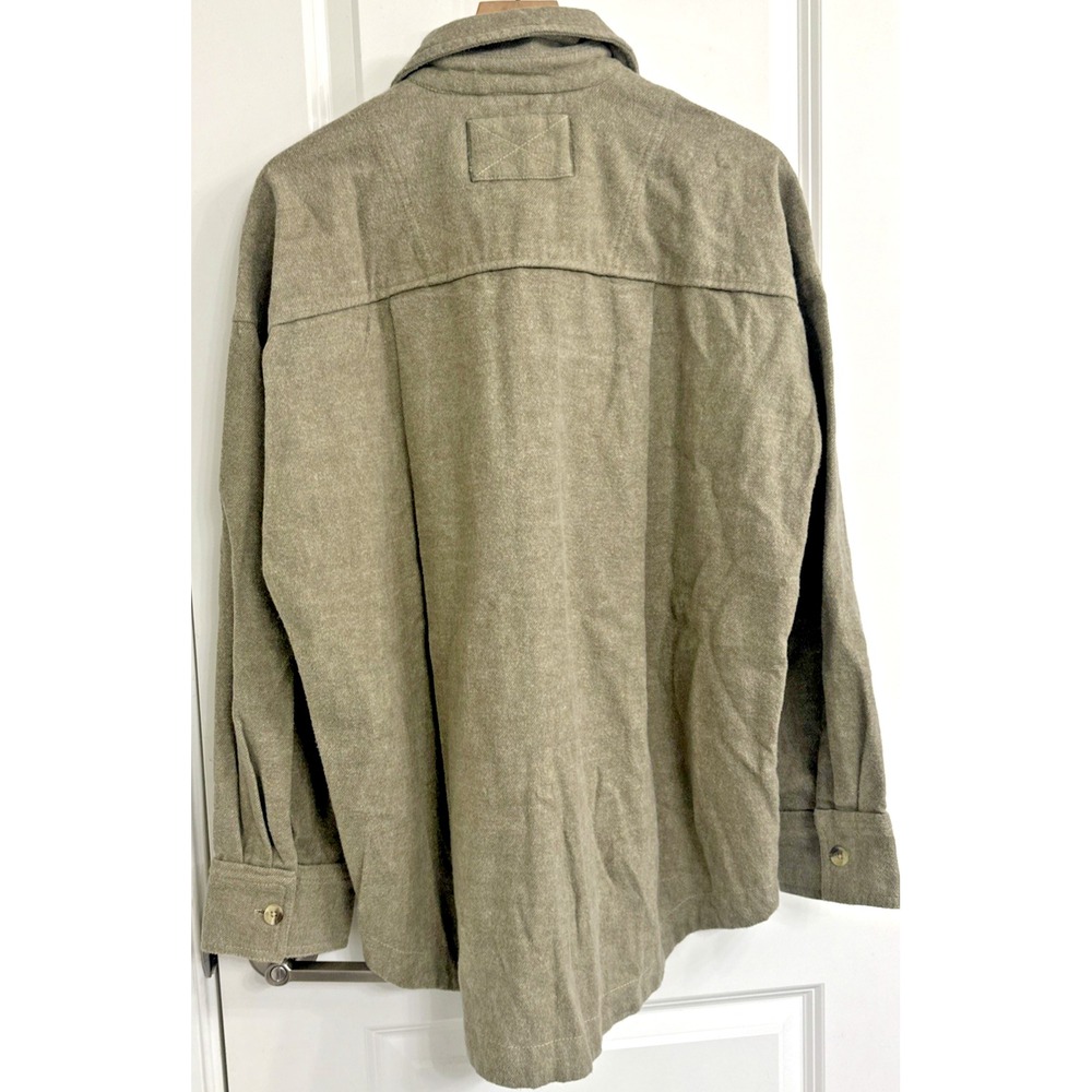 Free People We the Free Size Small Peached Twill Relax Shirt Jacket Green Combo - Picture 10 of 13